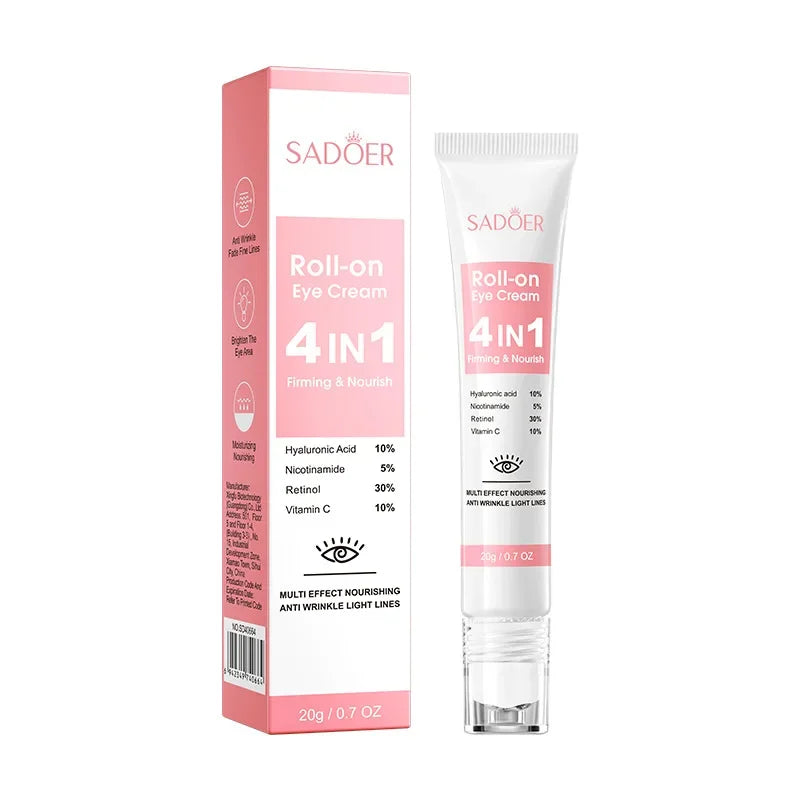 SADOER 4In1 Roll-On Moisturizing Eye Cream anti Dark Circles Eyes Bags Firming Moisturizing Eye Serum Skin Care for Beauty Eyes