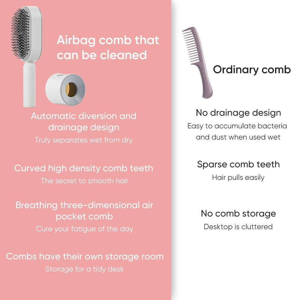 Self Cleaning Detangling Hair Brush 3D Air Cushion Scalp Massager Hair Straighte