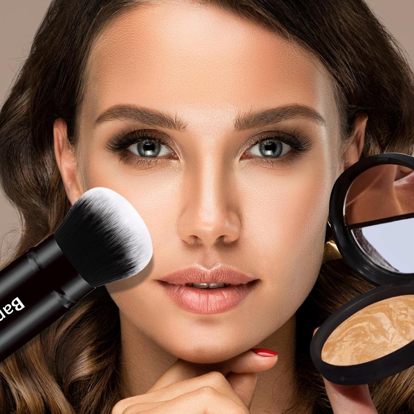 Be Hers Retractable Makeup Brush for Foundation, Powder, Blush, and Bronzer - Portable, Cruelty-Free with Protective Cover (Round Head)