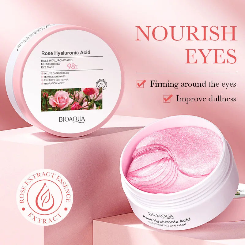 Rose Hyaluronic Acid Travel Size Eye Mask anti Wrinkle Dark Circles Eye Patches Moisturizing Firming Skin Care