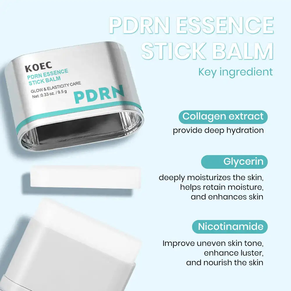 KOEC Portable PDRN Essence Stick Balm Moisturizing Glowing Firming Anti-Wrinkle Enhance Elasticity Collagen Niacinamide Glycerin