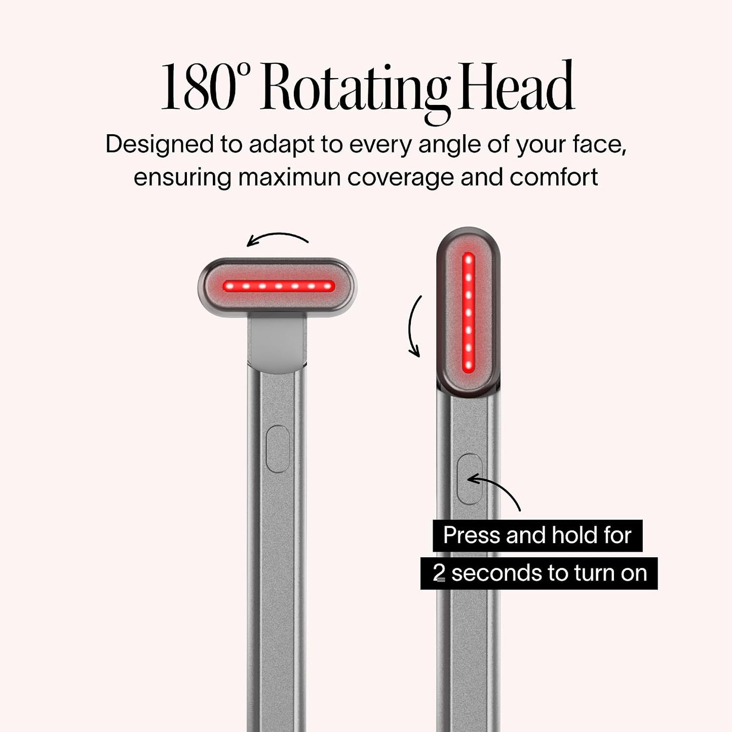 4-In-1 Red Light Therapy Wand for Face & Neck (Charcoal) | Fda-Cleared for Face Wrinkles. Red Light Therapy, Galvanic Current, Warmth & Massage Work Together for Firmer, Glowing Skin.