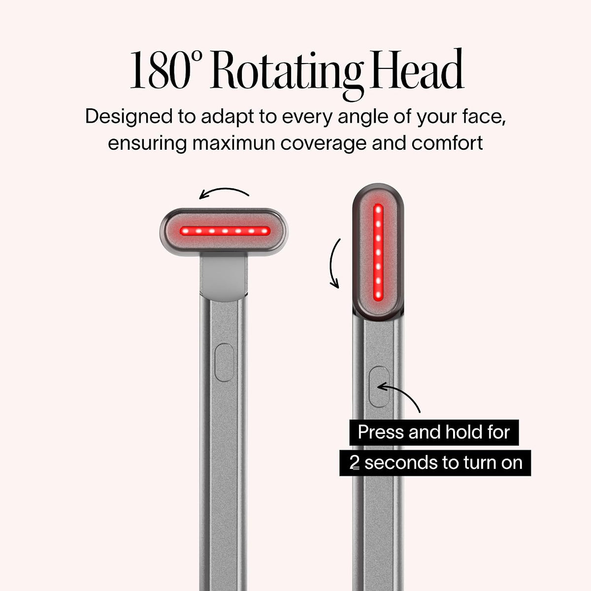 4-In-1 Red Light Therapy Wand for Face & Neck (Charcoal) | Fda-Cleared for Face Wrinkles. Red Light Therapy, Galvanic Current, Warmth & Massage Work Together for Firmer, Glowing Skin.