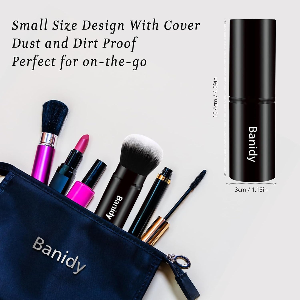Be Hers Retractable Makeup Brush for Foundation, Powder, Blush, and Bronzer - Portable, Cruelty-Free with Protective Cover (Round Head)