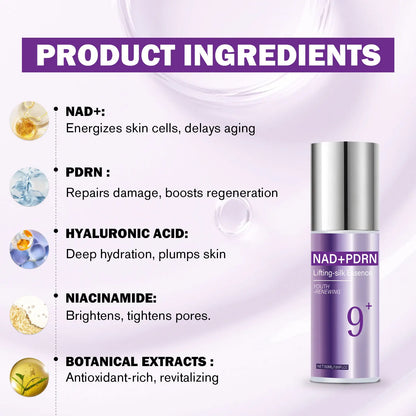 9+ NAD+ PDRN Lifting-Sil Essence for Women Firming, Fade Fine Lines NAD+ Serum& Toner for Brightening Skin 50ML
