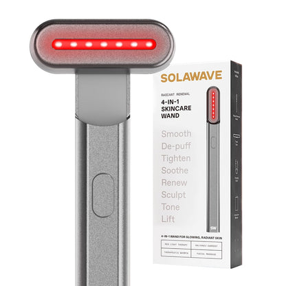 4-In-1 Red Light Therapy Wand for Face & Neck (Charcoal) | Fda-Cleared for Face Wrinkles. Red Light Therapy, Galvanic Current, Warmth & Massage Work Together for Firmer, Glowing Skin.